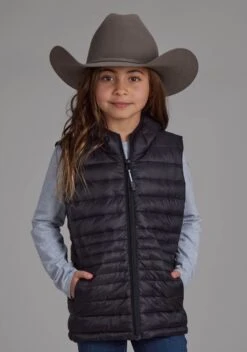 Girl's Roper Black Parachute Hooded Vest