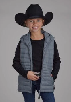 Girl's Roper Silver Parachute Hooded Vest