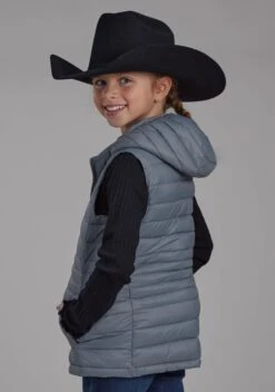 Girl's Roper Silver Parachute Hooded Vest -Way Out West Trading Shop 0329806856001c