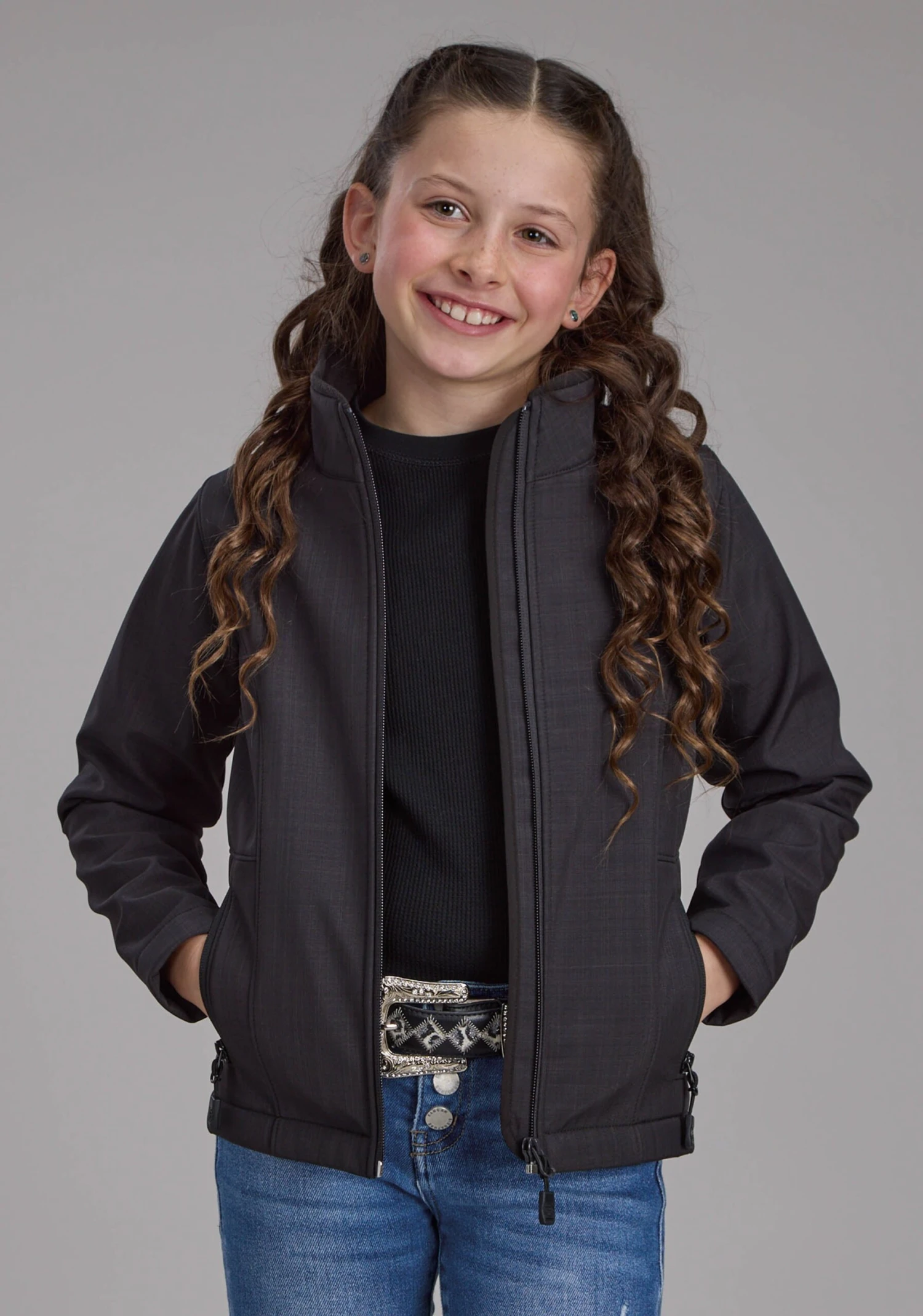 Girl's Roper Charcoaled Heather Soft Shell Jacket 3 Girl's Roper Charcoaled Heather Soft Shell Jacket