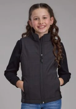 Girl's Roper Heathered Charcoal Soft Shell Vest