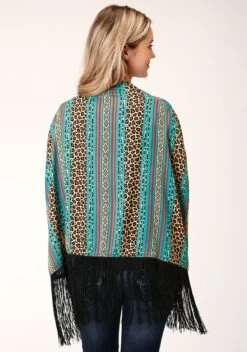 Roper Leopard Stripe Rayon Poncho -Way Out West Trading Shop 0350005900148c