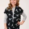 ROPER 1364 WILD HORSE PRT RAYON CARDIGAN