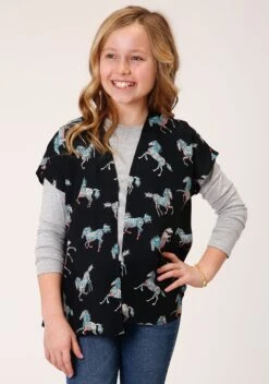 ROPER 1364 WILD HORSE PRT RAYON CARDIGAN