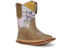 Roper "Cowbabies" Burnished Brown Infant Boot W/ Barrel Racer