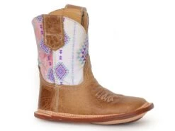Roper "Cowbabies" Crackled Tan Infant Boot W/ Aztec Design