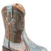 Girls Roper Swirly Turquoise Glitter Square Toe Toddler Boot -Way Out West Trading Shop 0901719012923