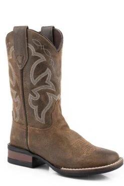 Boys Roper Beige Oiled Square Toe Boot