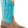 Girls Roper Tan & Turquoise Square Toe Boot -Way Out West Trading Shop 0901819002924