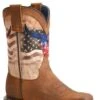 Boys Roper Oiled Tan Square Toe Boot W/ American Flag & Skull -Way Out West Trading Shop 0901870011669