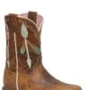 Girls Roper Waxy Brown Square Toe Boot W/ Arrow-Feather Embroidery -Way Out West Trading Shop 0901870238460