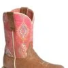 Girls Roper Waxy Brown Western Square Toe Boot W/ Printed Aztec Design -Way Out West Trading Shop 0901899910151