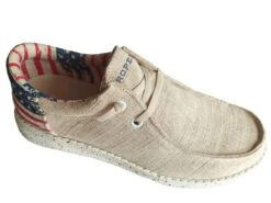 ROPER BEIGE CANVAS WITH FLAG HEEL