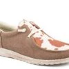 ROPER BROWN CANVAS WITH COW PRINT VAMP -Way Out West Trading Shop 0902117933080