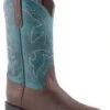 Boys Roper Brown Tumbled Square Toe Boot W/ Teal Green Shaft 1 Boys Roper Brown Tumbled Square Toe Boot W/ Teal Green Shaft -Way Out West Trading Shop 0911909113086