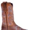 Boys Roper Brown Leather Square Toe Boot W/ Blue Chevron Stitching -Way Out West Trading Shop 0911909122936