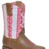 Girls Roper Tan Square Toe Boot W/ Pink & Blue Native Design 2 Girls Roper Tan Square Toe Boot W/ Pink & Blue Native Design -Way Out West Trading Shop 0911999910124