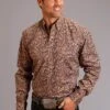 Stetson Leather Paisley Long Sleeve Shirt -Way Out West Trading Shop 1100105266066a