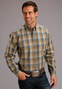 Stetson Khaki Ombre Long Sleeve Shirt