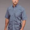 Men's Stetson Navy Western Short Sleeve Shirt -Way Out West Trading Shop 1100205265019a