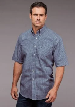 Men's Stetson Navy Western Short Sleeve Shirt