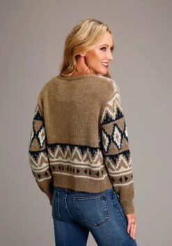 Women's Stetson Gold Aztec Sweater -Way Out West Trading Shop 1102705397040c