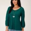 Stetson Jade Green Pull Over Blouse -Way Out West Trading Shop 1103805140518a