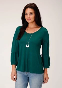 Stetson Jade Green Pull Over Blouse