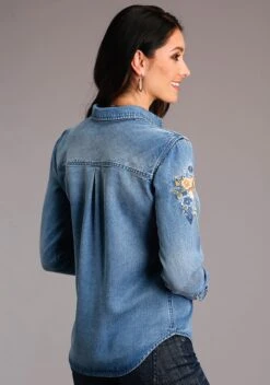 Stetson Tencel Denim Floral Long Sleeve Shirt -Way Out West Trading Shop 1105005656047c