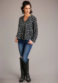 Stetson Southwestern Rayon Twill Long Sleeve Blouse -Way Out West Trading Shop 1105005900109b