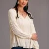 Stetson Cream Herringbone Long Sleeve Blouse -Way Out West Trading Shop 1105005926045a