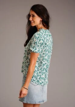 Stetson Jade Floral Short Sleeve Blouse -Way Out West Trading Shop 1105105900516c