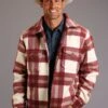Stetson 1394 RED/CREAM PLAID WOOL BLEND COAT