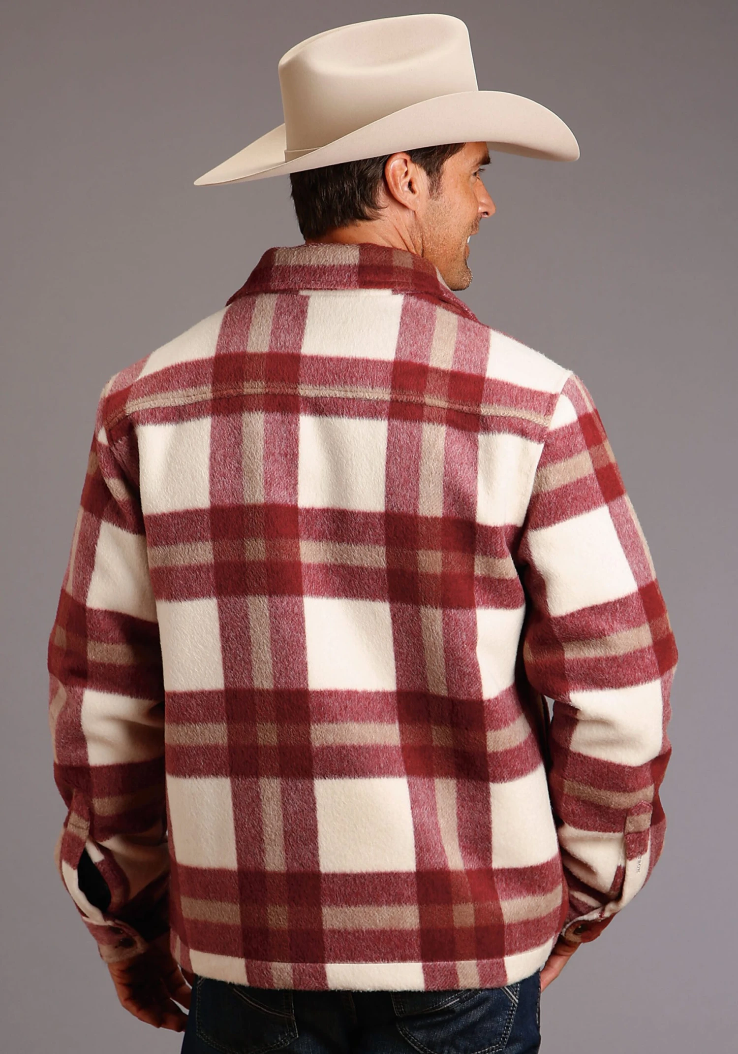 Stetson 1394 RED/CREAM PLAID WOOL BLEND COAT 4 Stetson 1394 RED/CREAM PLAID WOOL BLEND COAT - Image 2