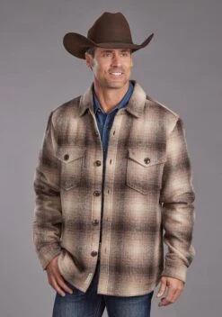 Men's Stetson Plaid Wool Shirt Jacket