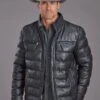 Men's Stetson Black Quilted Leather Jacket -Way Out West Trading Shop 1109705396641a