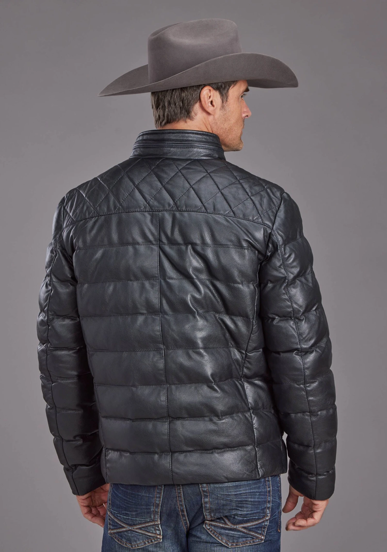 Men's Stetson Black Quilted Leather Jacket 4 Men's Stetson Black Quilted Leather Jacket - Image 2