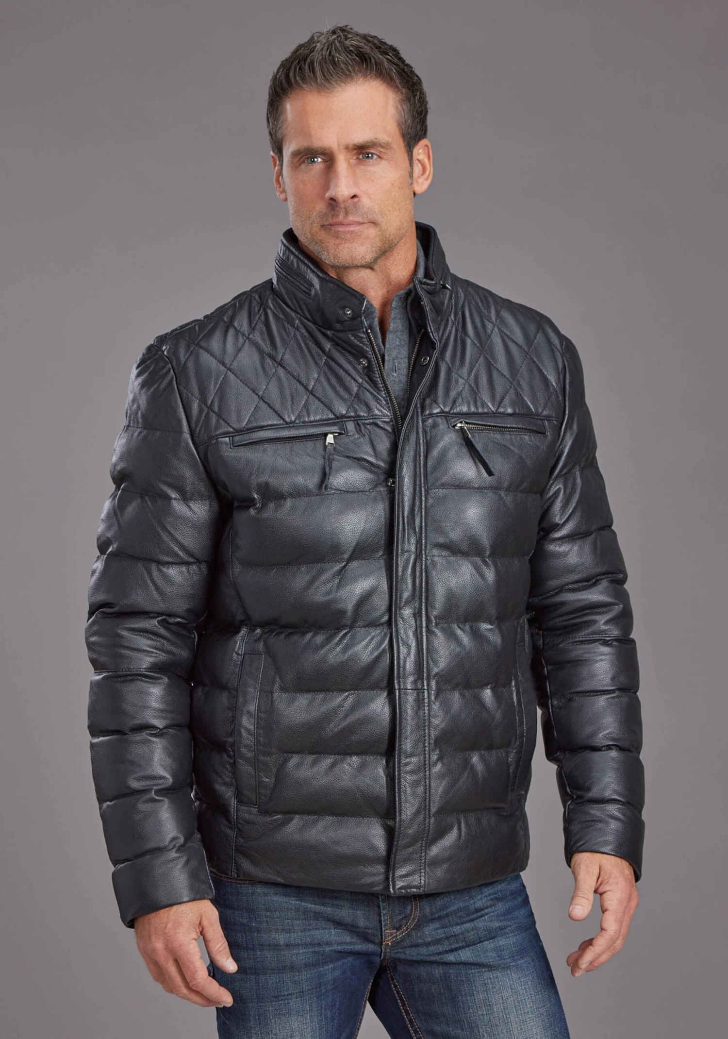 Men's Stetson Black Quilted Leather Jacket 5 Men's Stetson Black Quilted Leather Jacket - Image 3