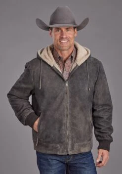 Men's Stetson Suede Leather Jacket W/ Hood