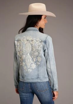 Stetson Light Blue Denim Jacket W/ Back Floral Emroidery