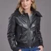 Women's Stetson Black Leather Bomber Jacket -Way Out West Trading Shop 1109805397101a