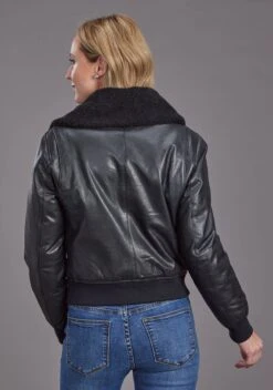 Women's Stetson Black Leather Bomber Jacket -Way Out West Trading Shop 1109805397101c
