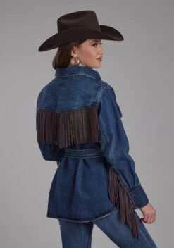 Women's Roper Denim Fringe Western Jacket -Way Out West Trading Shop 1109805946058c