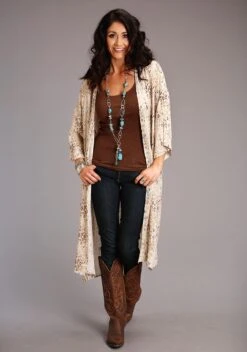 Stetson Ladies Herringbone Long Sleeve Cardigan