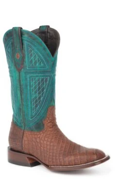 John B. Stetson Tabaco Alligator Square Toe Boot